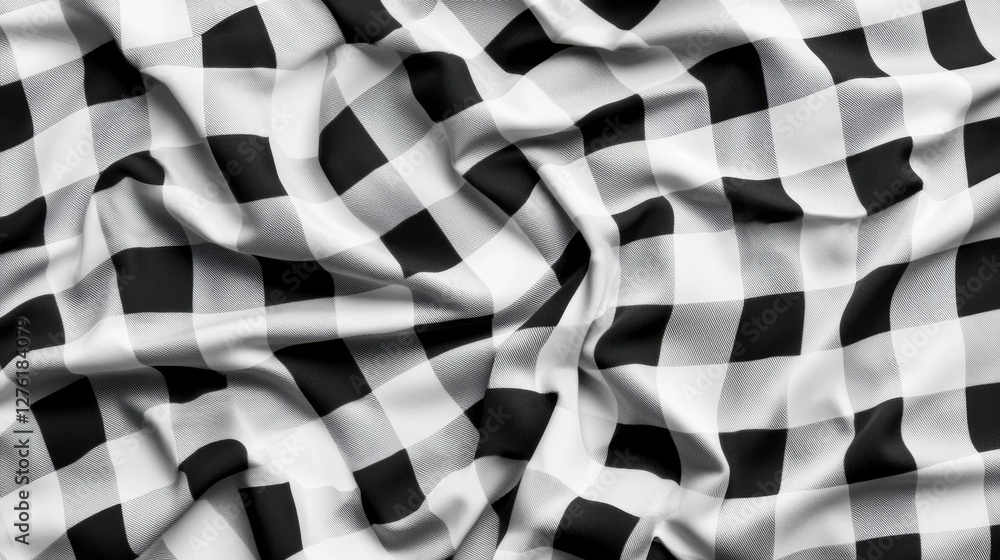 Poster crumpled checkered paper sheet on a white background. the texture and patterns evoke creativity and 
