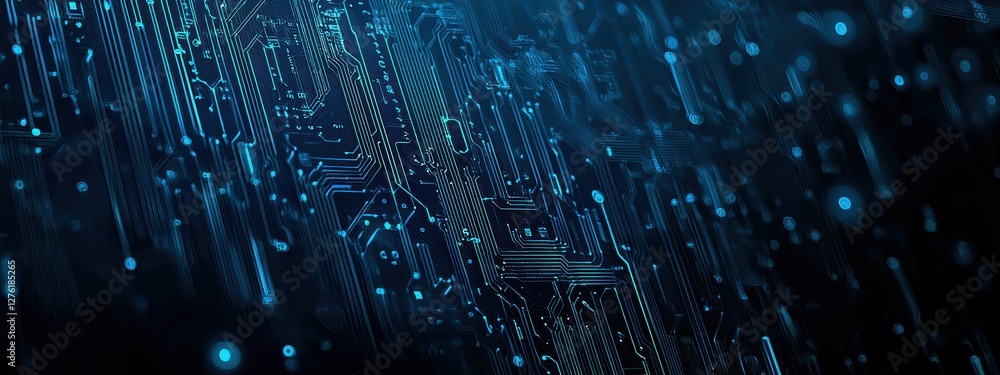 Aufkleber Futuristic circuit board glowing with data transferring