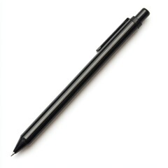 Sleek Black Mechanical Pencil on White Background.