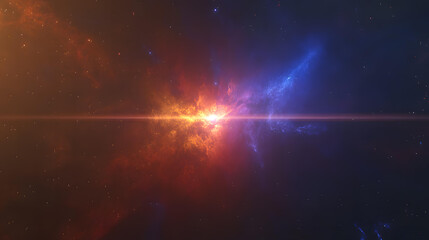 Obraz premium Cosmic Collision of Celestial Nebulae A Stunning Display of Fiery Orange and Electric Blue Space Dust