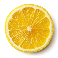 Freshly sliced lemon isolated on a white background, vibrant color.