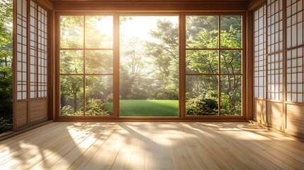 empty room with window and wooden floor