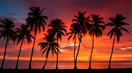 Obraz premium vibrant red palm trees