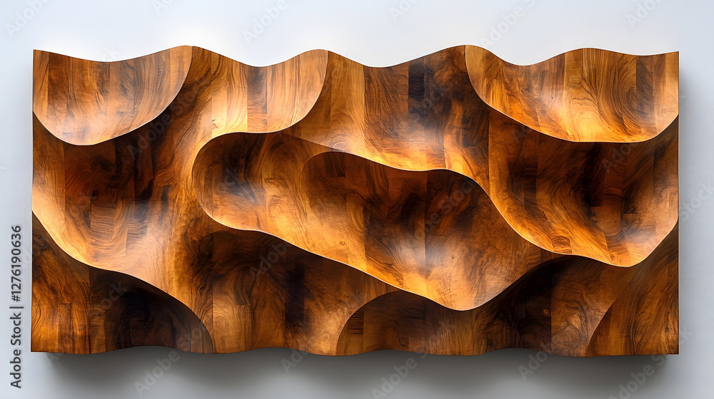 Aufkleber warm and elegant wooden waves forming an abstract organic and dimensional texture pattern for design