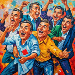 Obraz premium Vibrant celebration of joy and unity captured in expressive mural