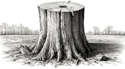 vintage tree stump illustration