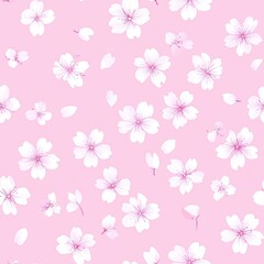 Beautiful repetitive pattern of cherry blossom flower for fabric design.