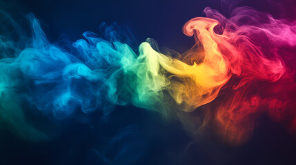 Vivid Rainbow Smoke Against Dark Background