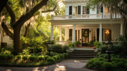 Obraz premium greenery savannah houses