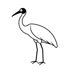 Simple Jabiru Outline Vector for Logos and Icons
