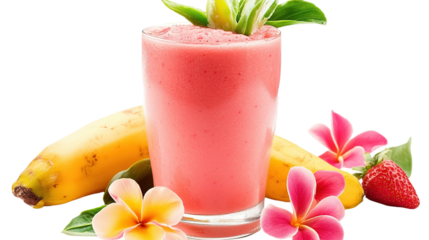 Refreshing strawberry smoothies blended with banana or kiwi, a healthy and delicious fruit beverage