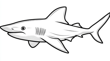 Obraz premium Detailed Black and White Drawing of a Shark Underwater in the Ocean