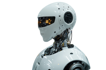 Cute 3D robot head isolated on white