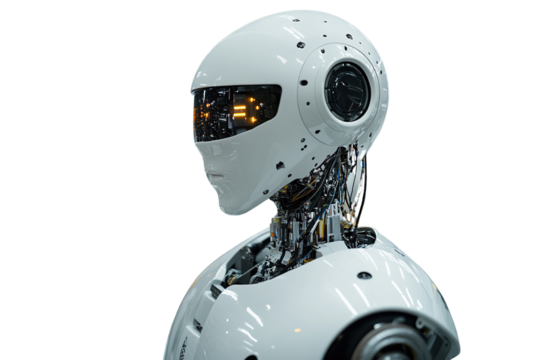 Cute 3D robot head isolated on white