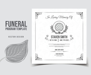 simple Funeral Program card design vector template .