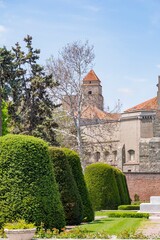Medieval fortress - castle. View of the ruins and architectural elements of the old medieval fortress of Kalimegdan in Belgrade.