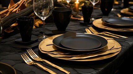 glamour black and gold leaf