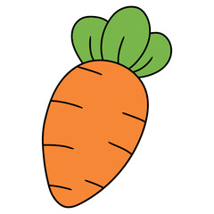 Hand drawn cartoon carrot on white background.