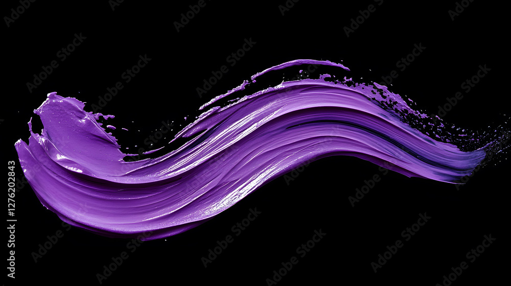 Poster abstract purple paint stroke on black background dynamic swirl artistic expression fluid texture gra
