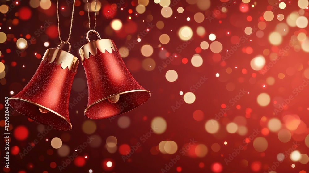 Poster a red background with two red bells hanging from it