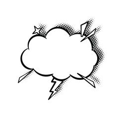 Line Art Speech Bubbles with Halftone Shadows for Creative Projects
