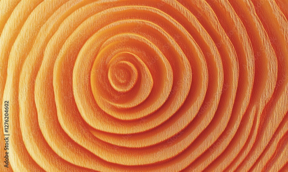 Poster close-up view of textured orange spiral pattern, showcasing smooth curves and vibrant color