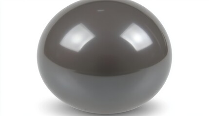 Gray Sphere on White Background with Smooth Reflective Surface in Studio Lighting
