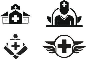 Medical And Medicine Icon Clean Concept – Black Silhouette Vector Set, Health Vector Symbol Illustration.