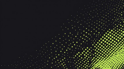 Abstract halftone design background, vibrant green dots, dark backdrop.  Possible use for graphic design, fashion, or web