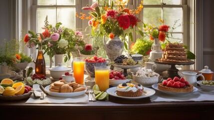 Fototapeta premium waffles food table