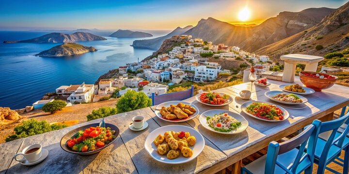 Greek Island Seascape: Nikouria & Amorgos, Cyclades, Aegean Sea, Mediterranean Food Photography