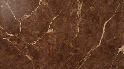 A dark brown marble surface with intricate white and golden veining patterns.