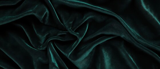 Obraz premium Dark hunter green velvet fabric folds, rich texture, minimal and sophisticated