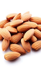 Group of almonds isolated on white background