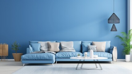 fresh blue wall living room