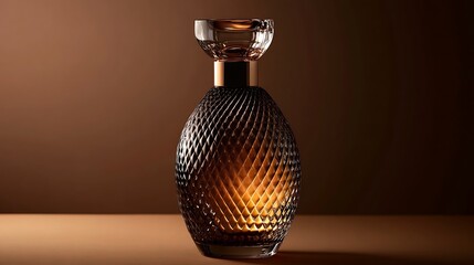 Perfume bottle on a brown background