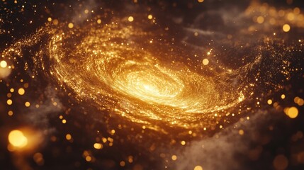 golden galaxy spiral celestial vortex cosmic dust