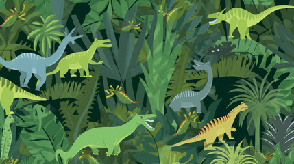 Colorful Dinosaurs in a Lush Jungle cute background