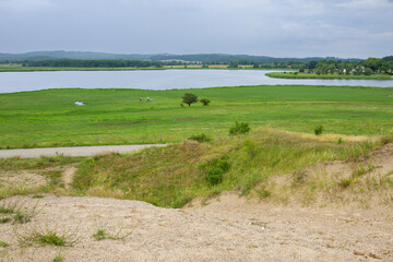 Lake on Ruegen on a cloudy day in summer