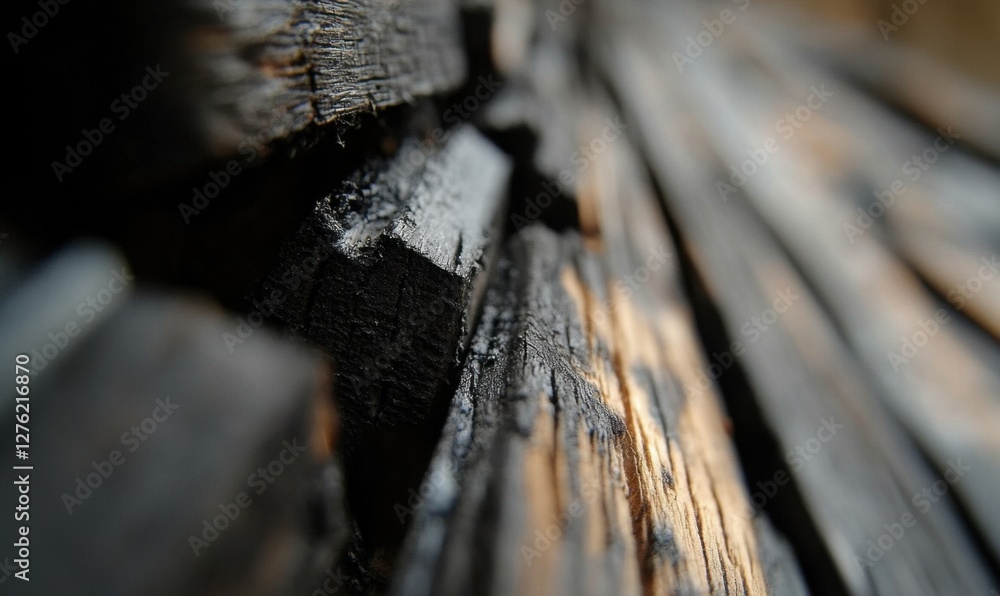 Poster close-up view of weathered wooden planks displaying intricate textures and colors