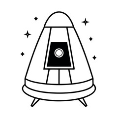 Stylish Space Capsule Vector Outline for Prints