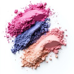Vibrant and colorful powders arranged in soft curves, perfect for graphic design and artistic backgrounds.