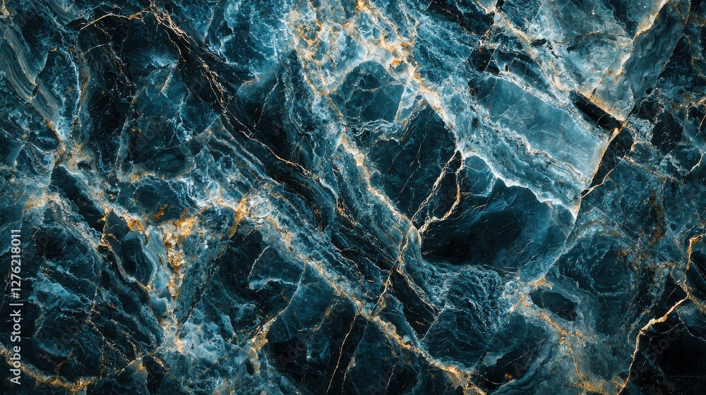 Poster beautiful blue marble texture with intricate patterns displaying a blend of dark and light tones, su