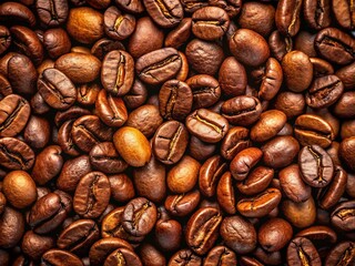 Fototapeta premium High-Resolution Coffee Beans Background: Dark Brown Roasted Coffee Beans Top View Texture