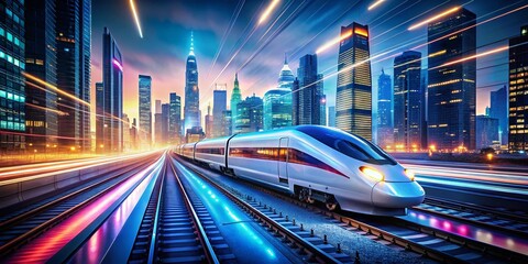 High-Speed Train Cityscape: Modern Rail Transit in Urban Environment - 4K Animation Still
