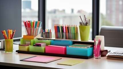 markers office supplies desk