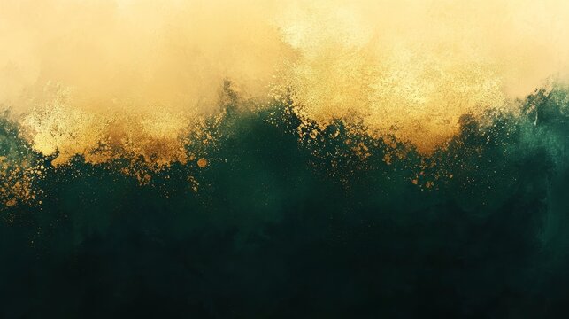 Abstract Art with Gold and Dark Green Texture Background