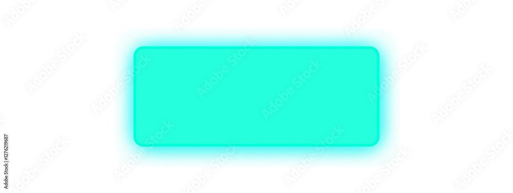 Aufkleber glowing neon light rectangle button. rounded blue neon shape on a transparent background. neon frame