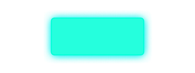 Glowing neon light rectangle button. Rounded blue neon shape on a transparent background. Neon frame for your design