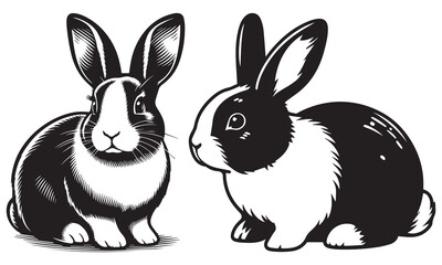 black and white rabbit